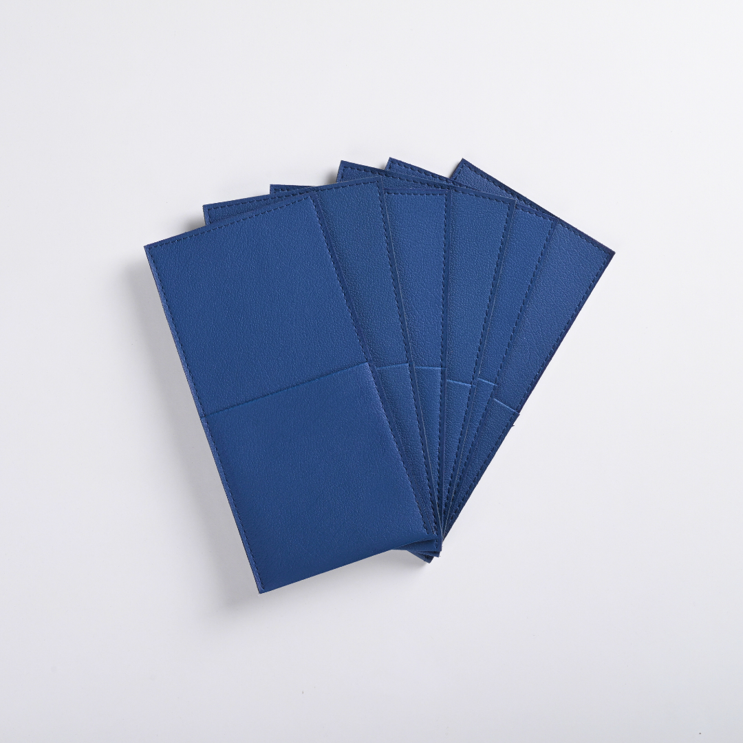 Blue Faux Leather Cutlery Holders
