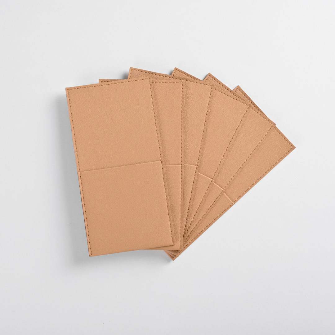Beige Faux Leather Cutlery Holders