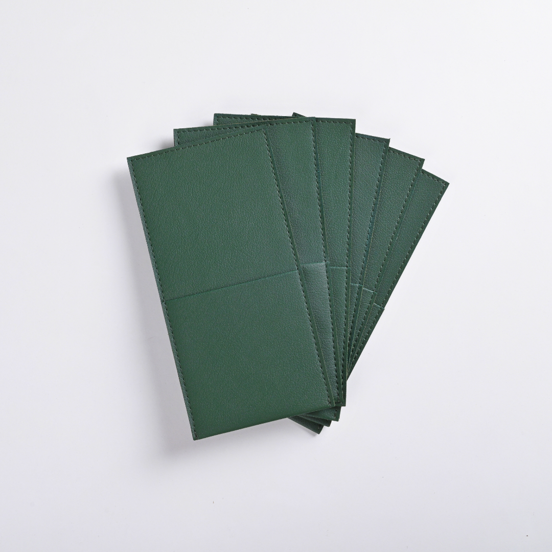 Green Faux Leather Cutlery Holders