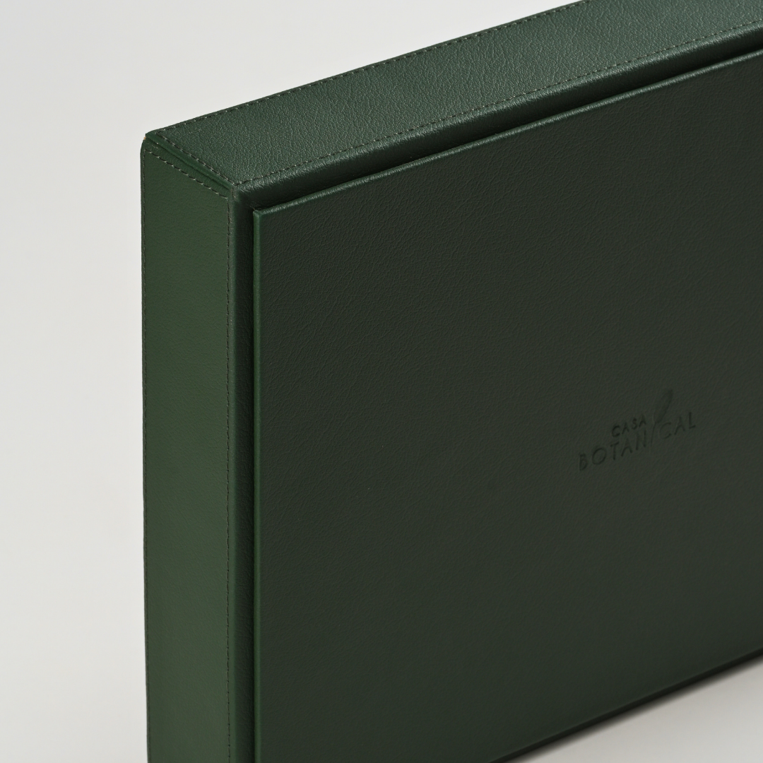 Green Faux Leather Set of 3 Stack Tray With Lid