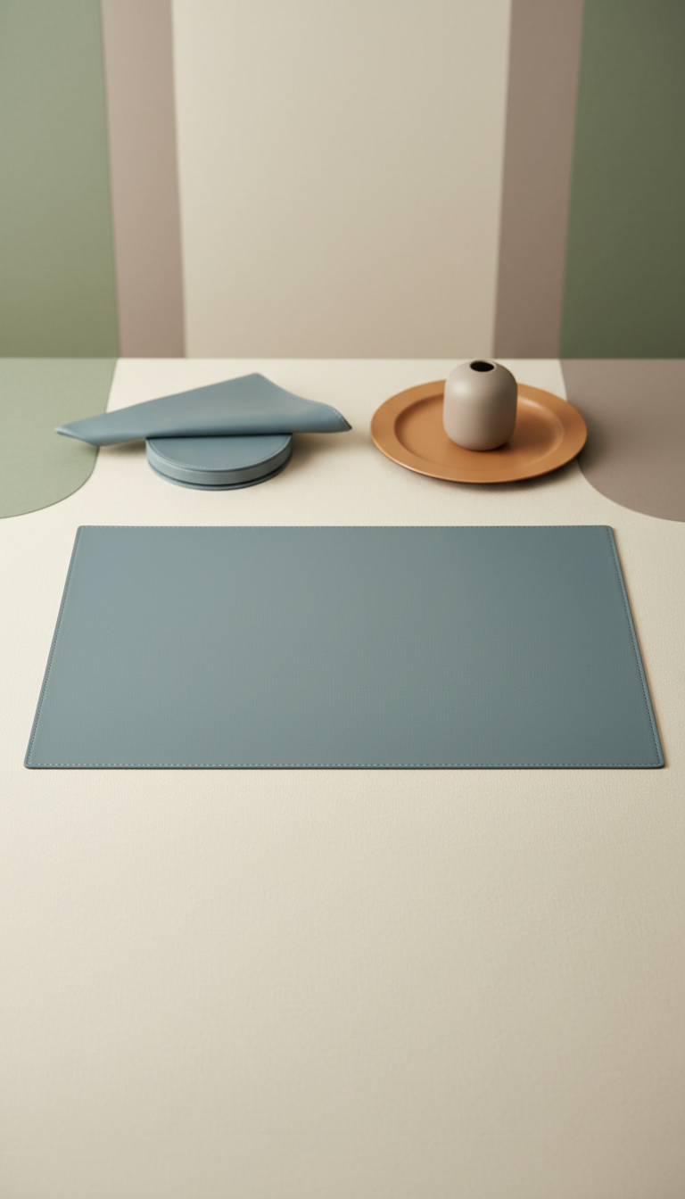 Faux-Leather Placemat in Mist Blue