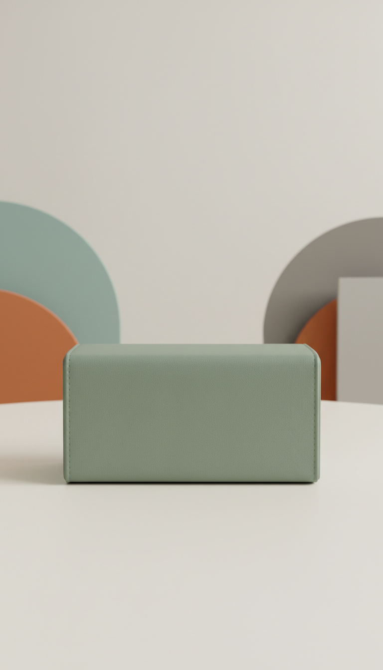 Faux-Leather Tissue Box Holder in Sage Green