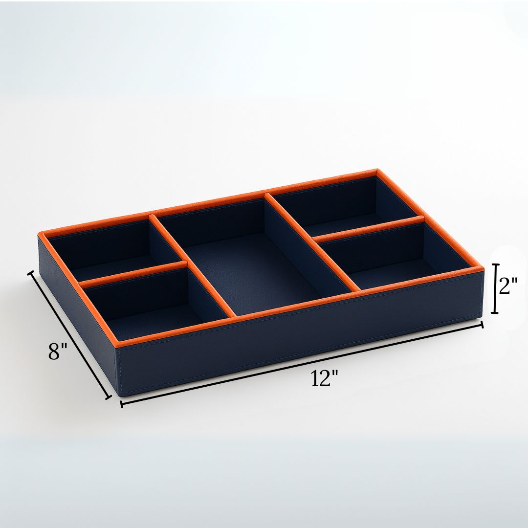 Blue Faux Leather Slot of 5 Stack Tray