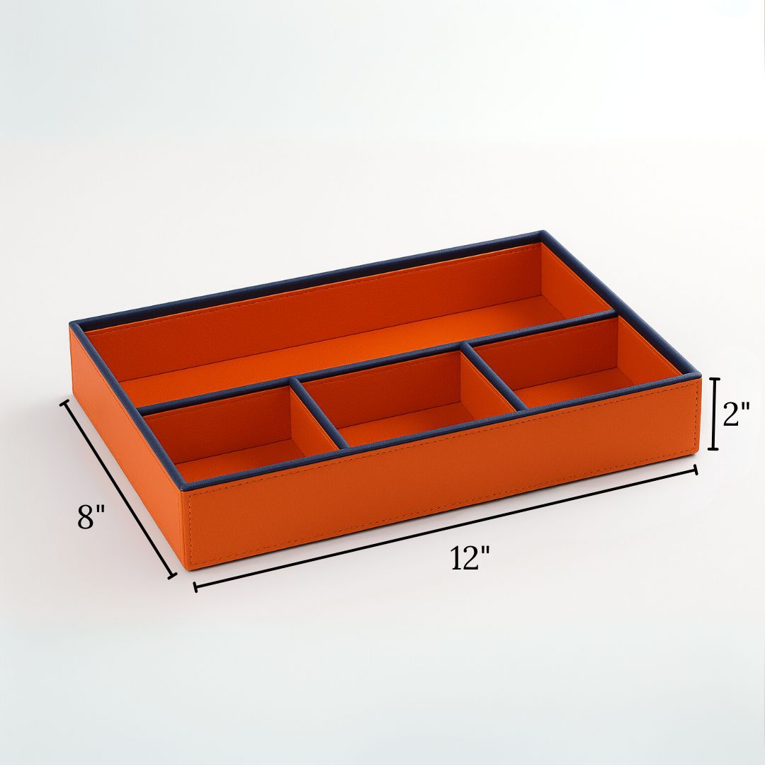 Orange Faux Leather Slot of 3 Stack Tray