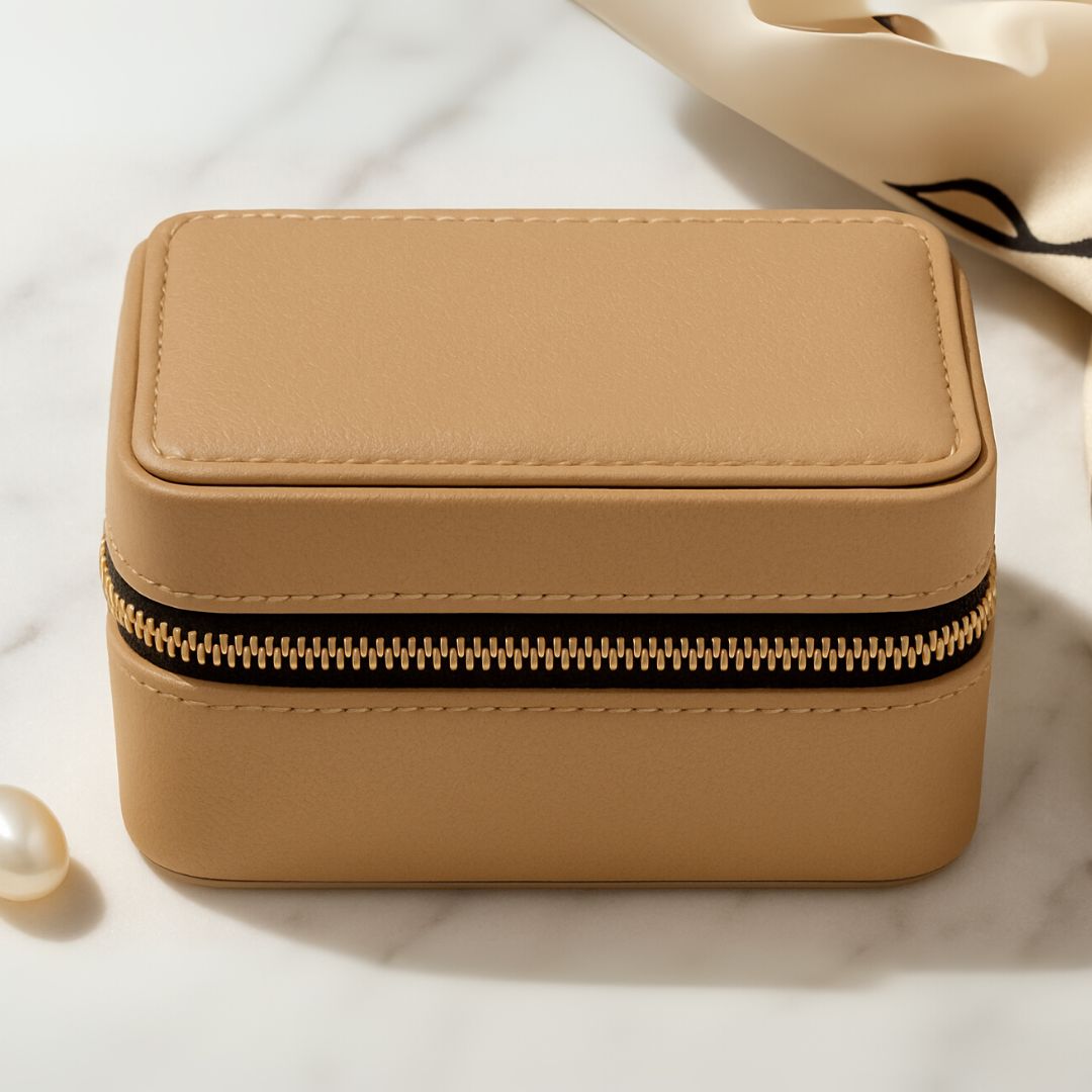 Beige Faux Leather Watch / Jewellery Box