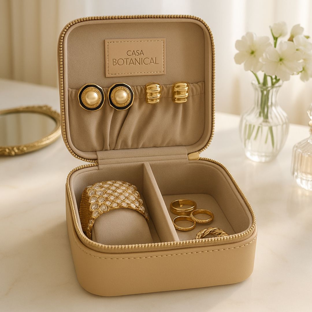 Beige Faux Leather Watch / Jewellery Box
