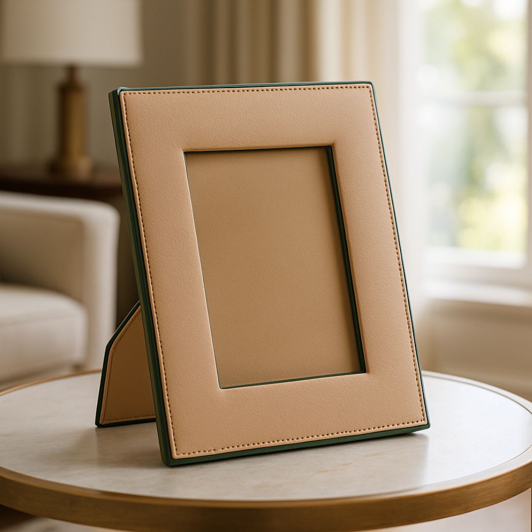 Beige Faux Leather Photo Frame