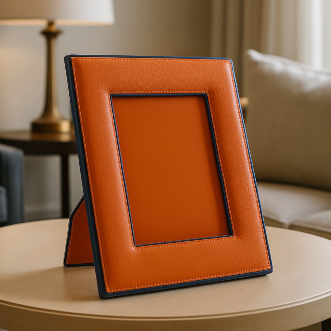 Orange Faux Leather Photo Frame