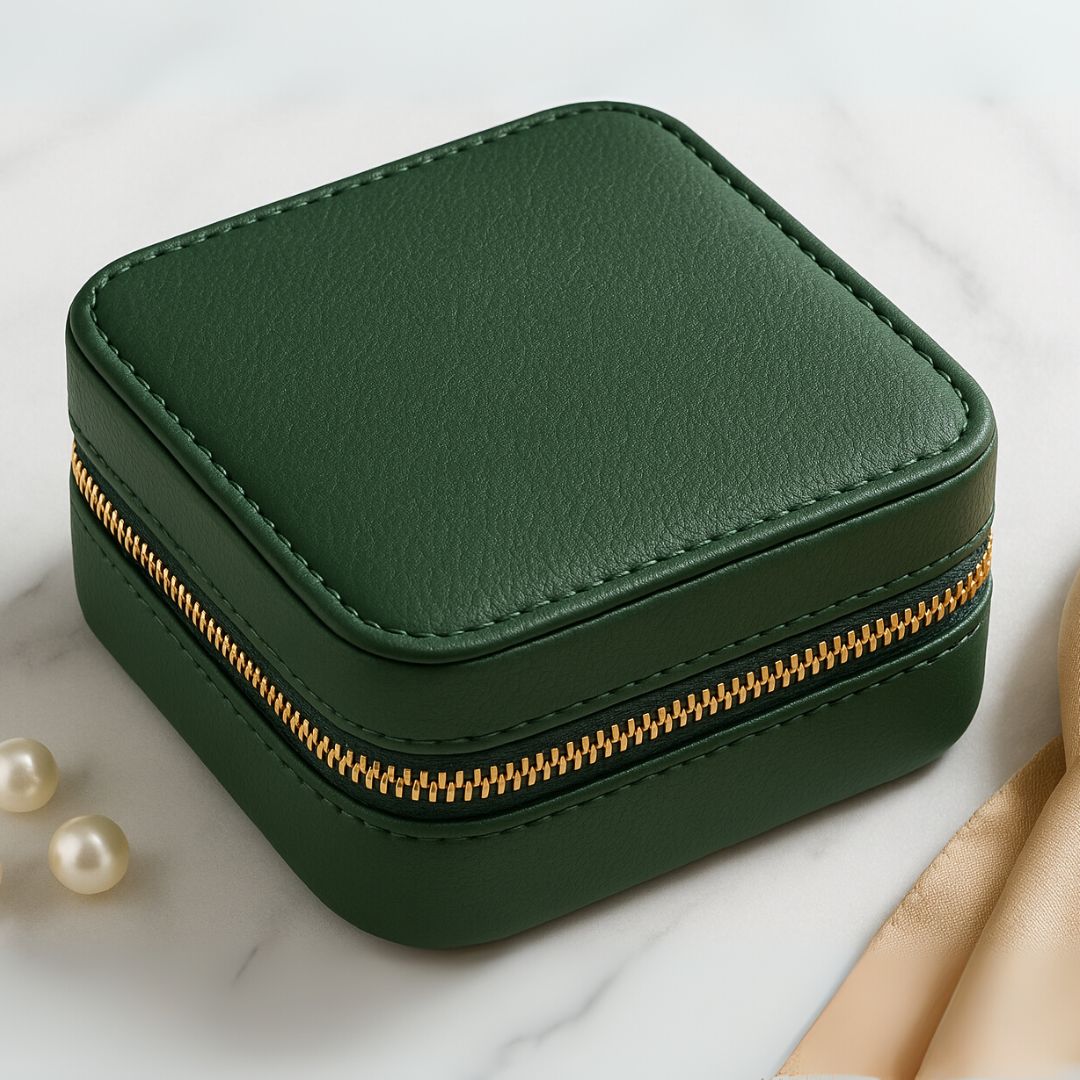 Green Faux Leather Watch / Jewellery Box
