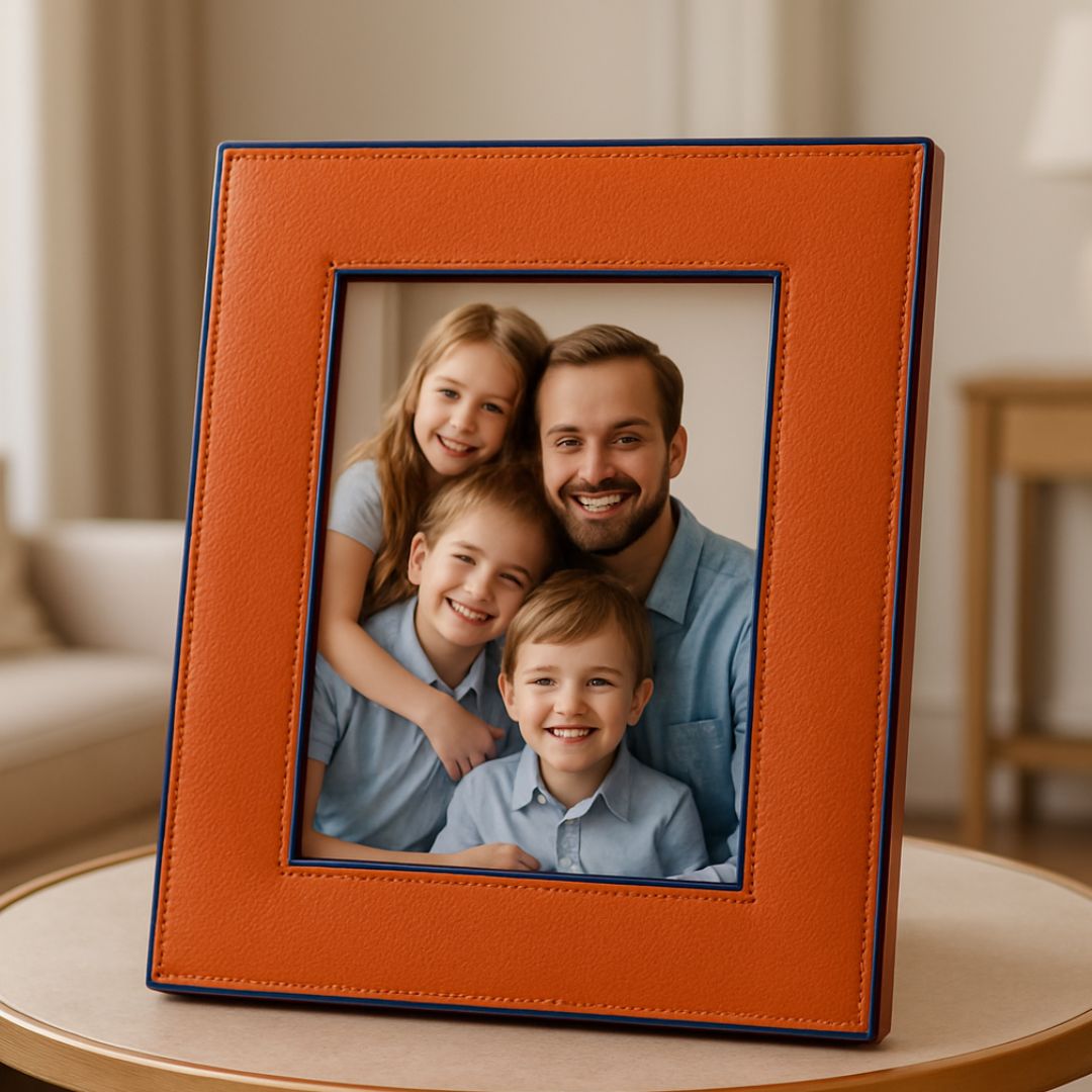 Orange Faux Leather Photo Frame