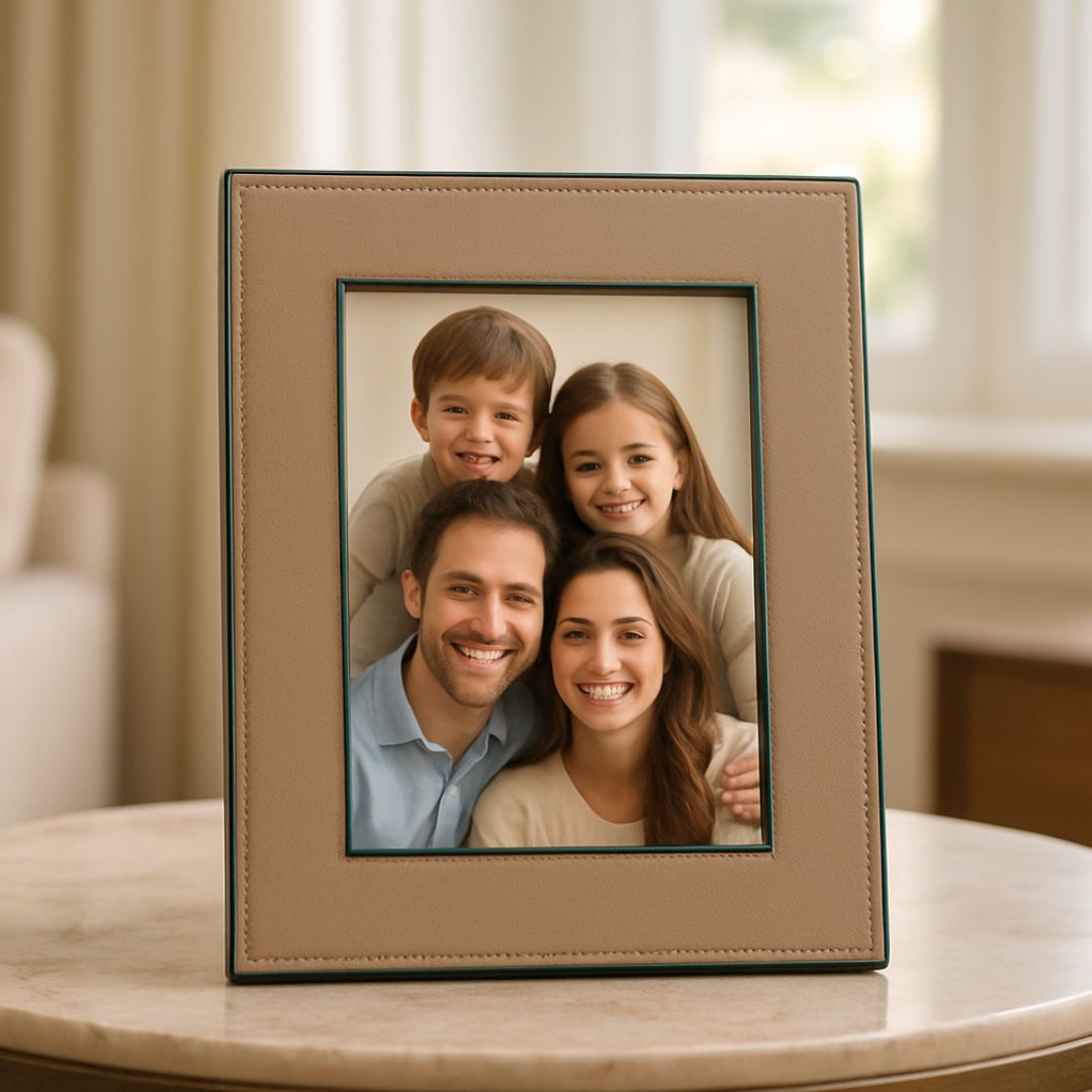 Beige Faux Leather Photo Frame
