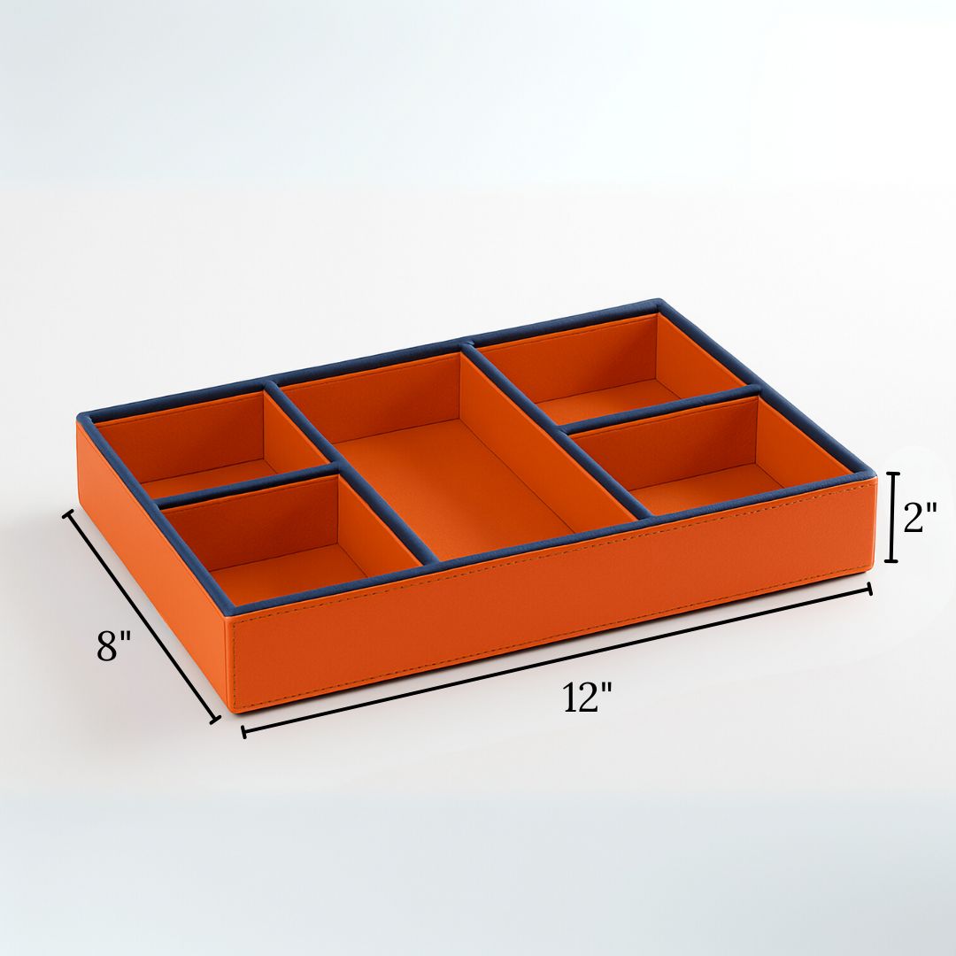 Orange Faux Leather Slot of 5 Stack Tray