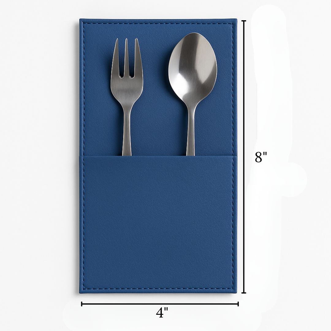 Blue Faux Leather Cutlery Holders