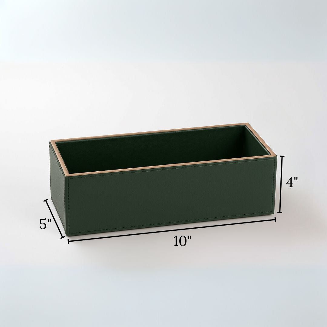 Green Faux Leather Rectangular Flower Vase