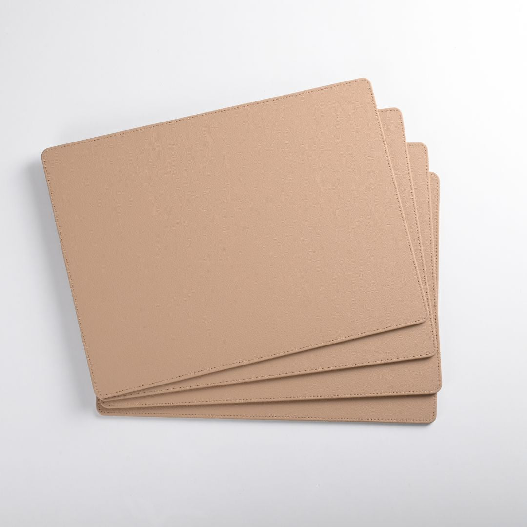 Beige Faux Leather Dining Set For 6
