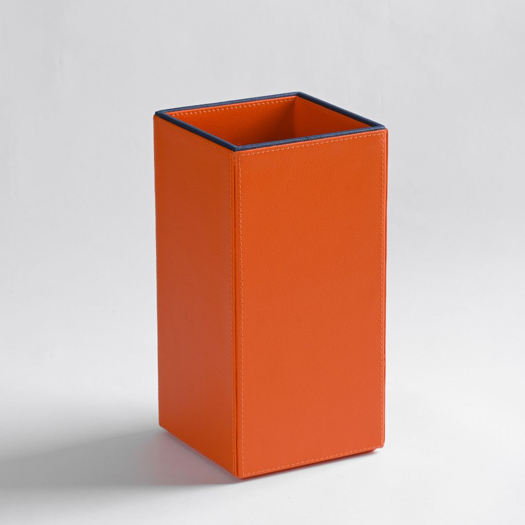 Orange Faux Leather Dining Set For 12