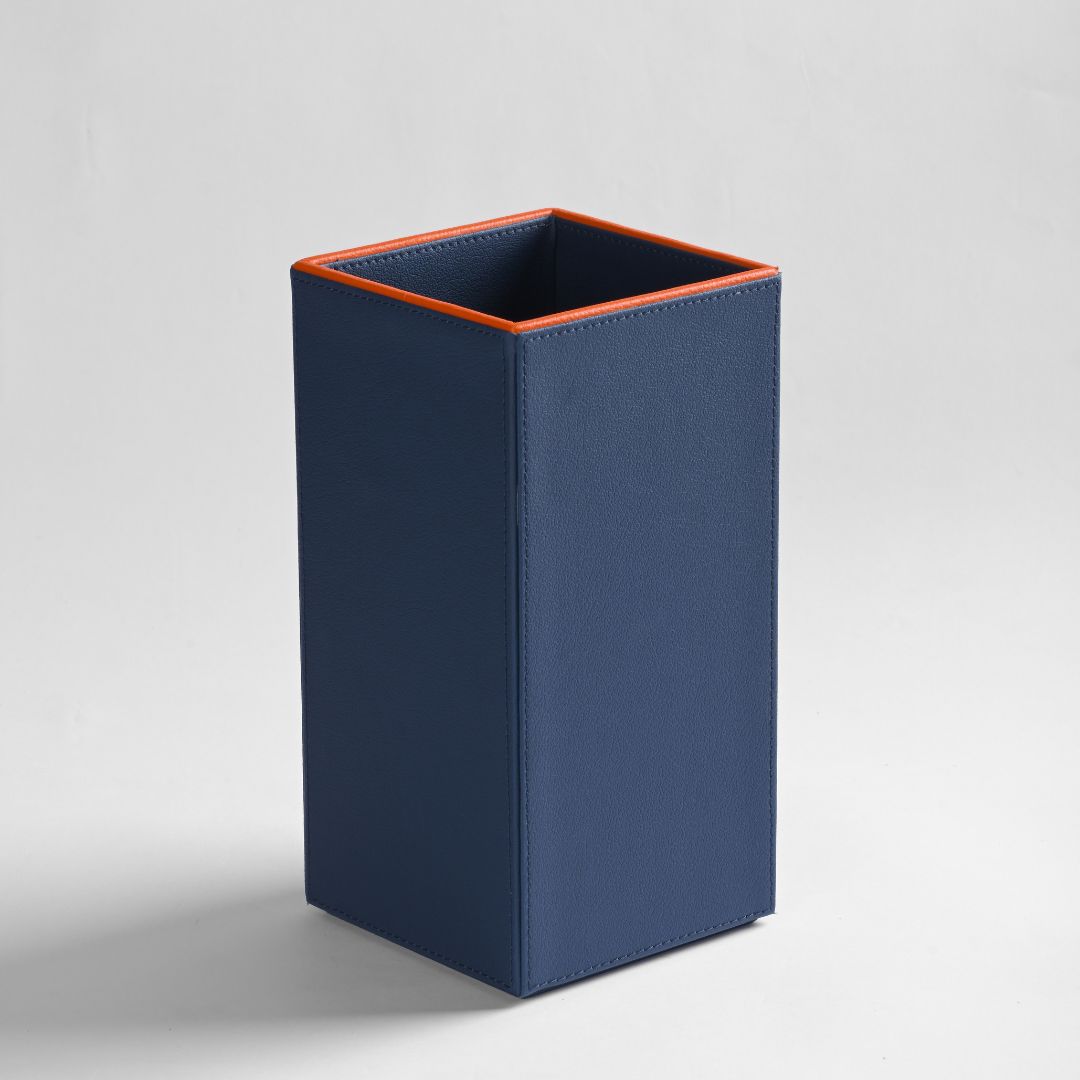 Blue Faux Leather Dining Set for 8