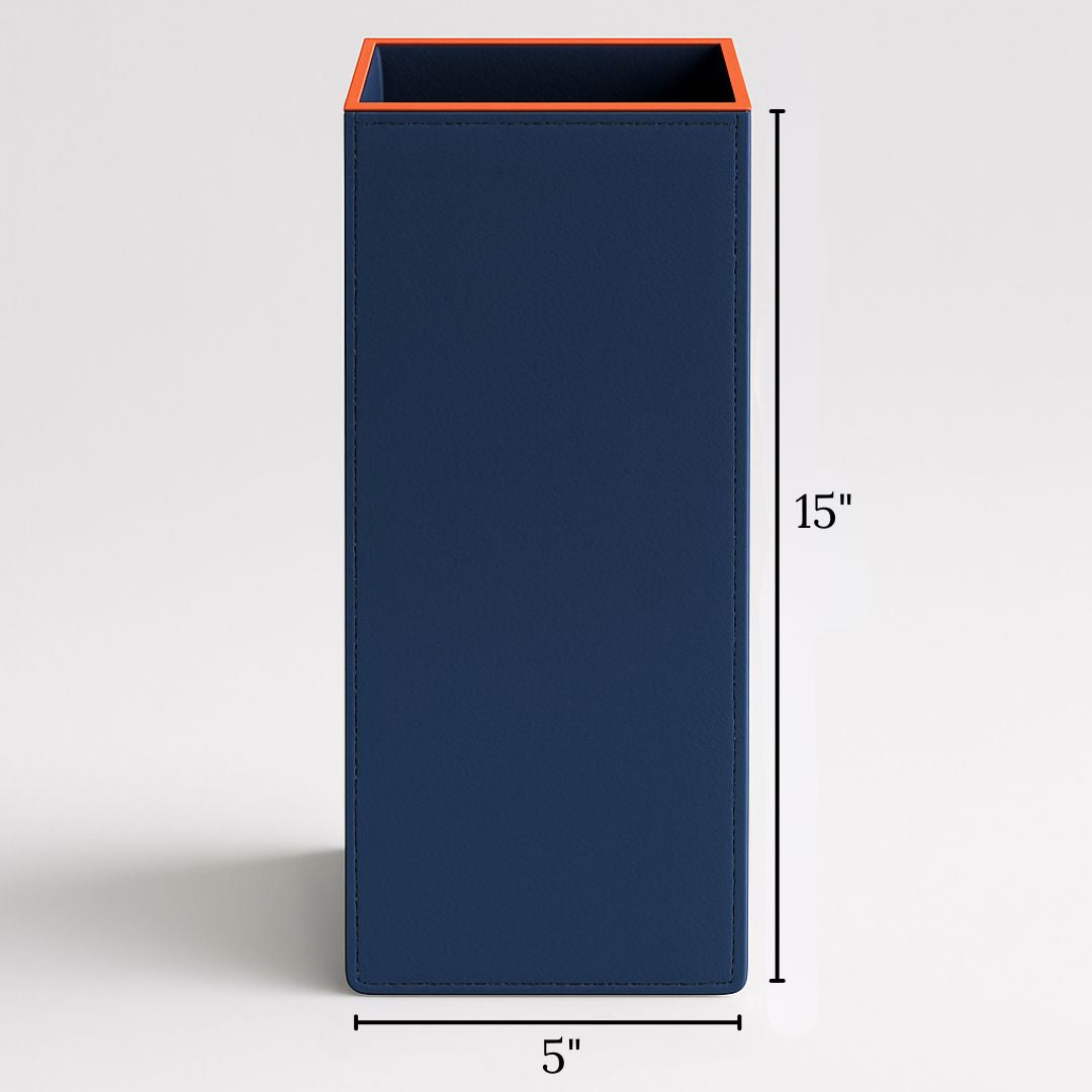 Blue Faux Leather Large Vertical Flower Vase