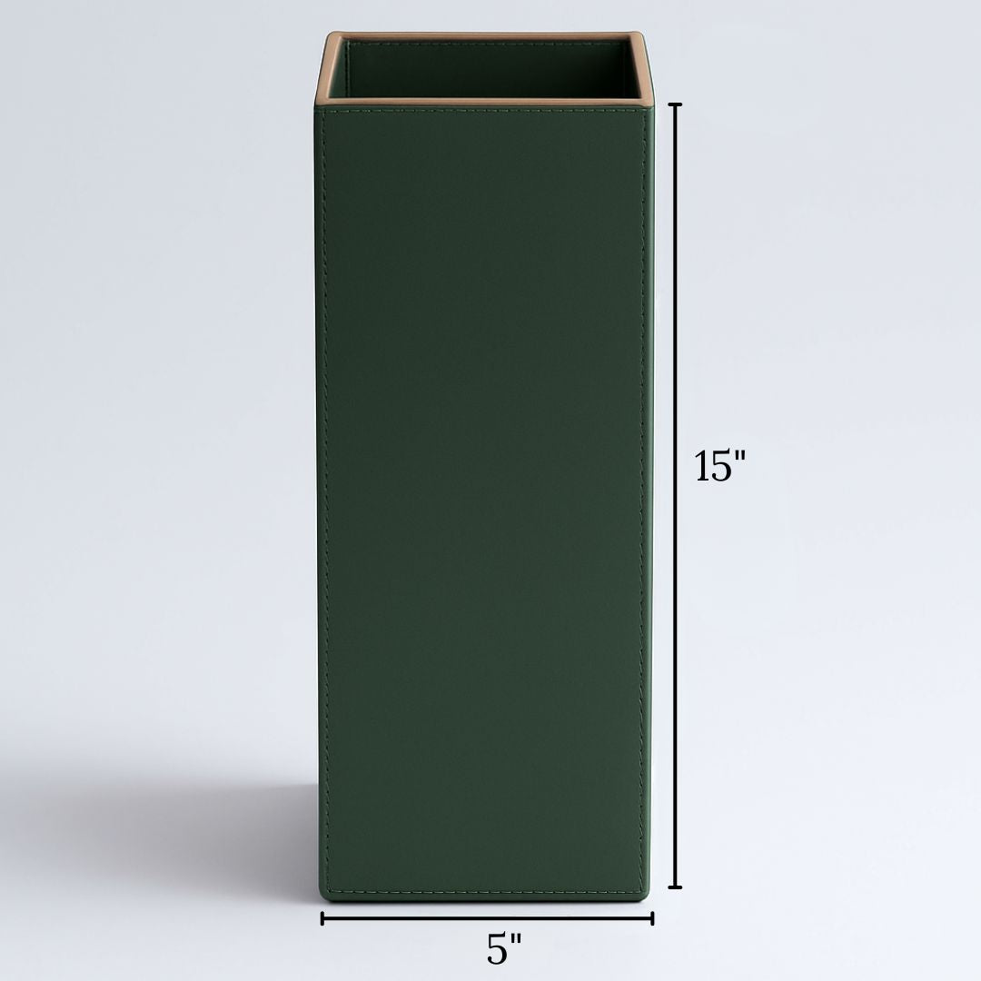 Green Faux Leather Large Vertical Flower Vase