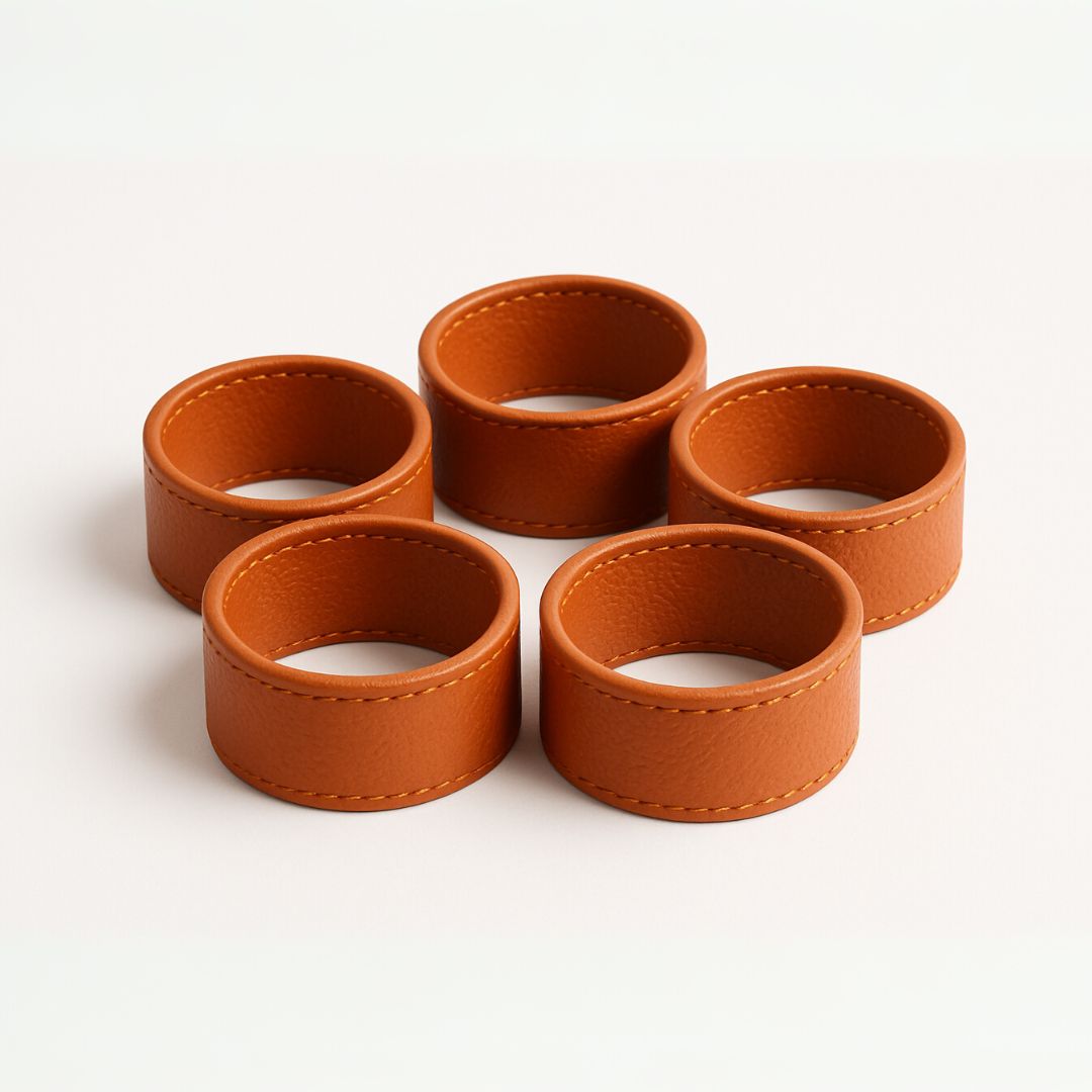 Orange Faux Leather Napkin Rings