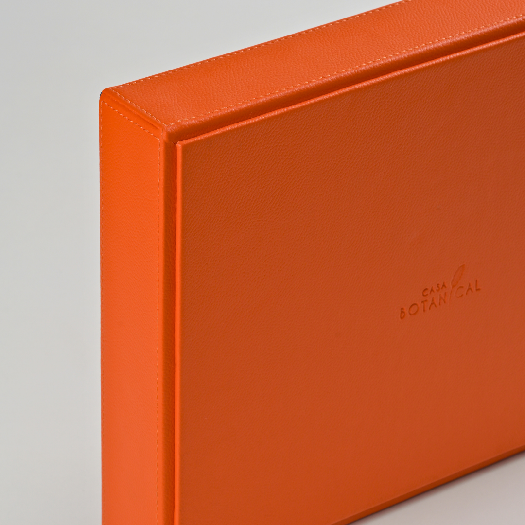 Orange Faux Leather Set of 3 Stack Tray With Lid
