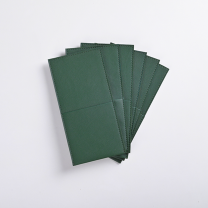 Green Faux Leather Cutlery Holders