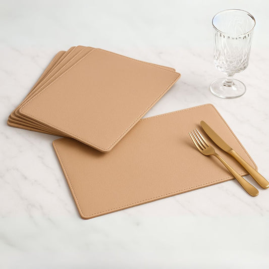 Beige Faux Leather Placemats
