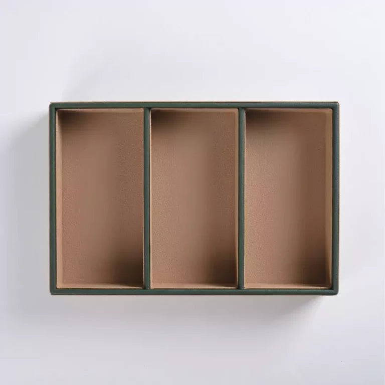 Beige Faux Leather Slot of 3 Stack Tray