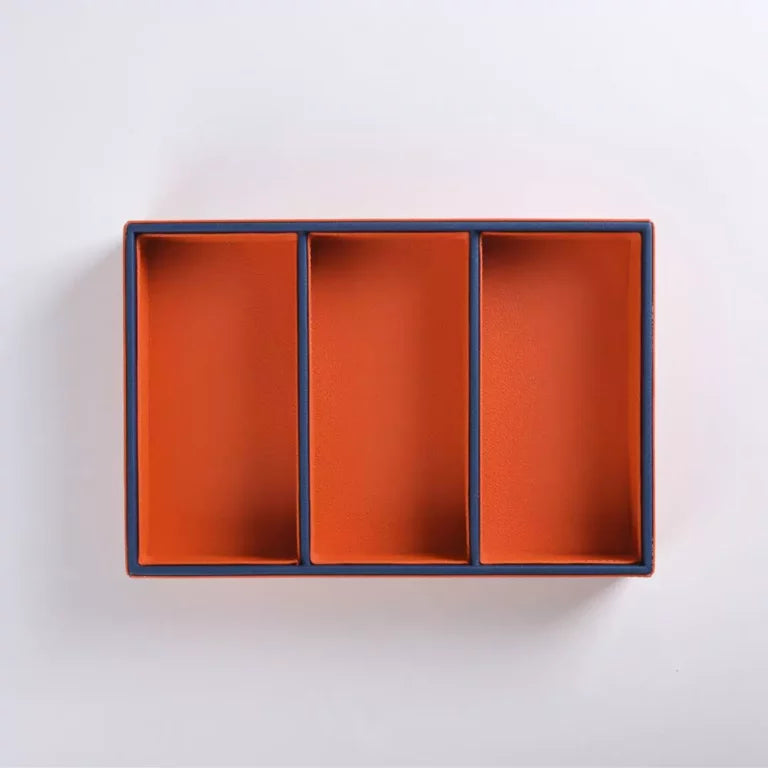 Orange Faux Leather Slot of 3 Stack Tray