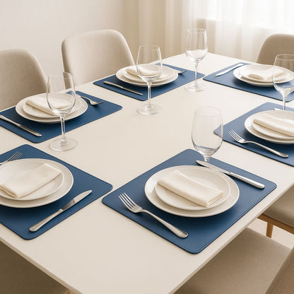 Blue Faux Leather Table Placemat