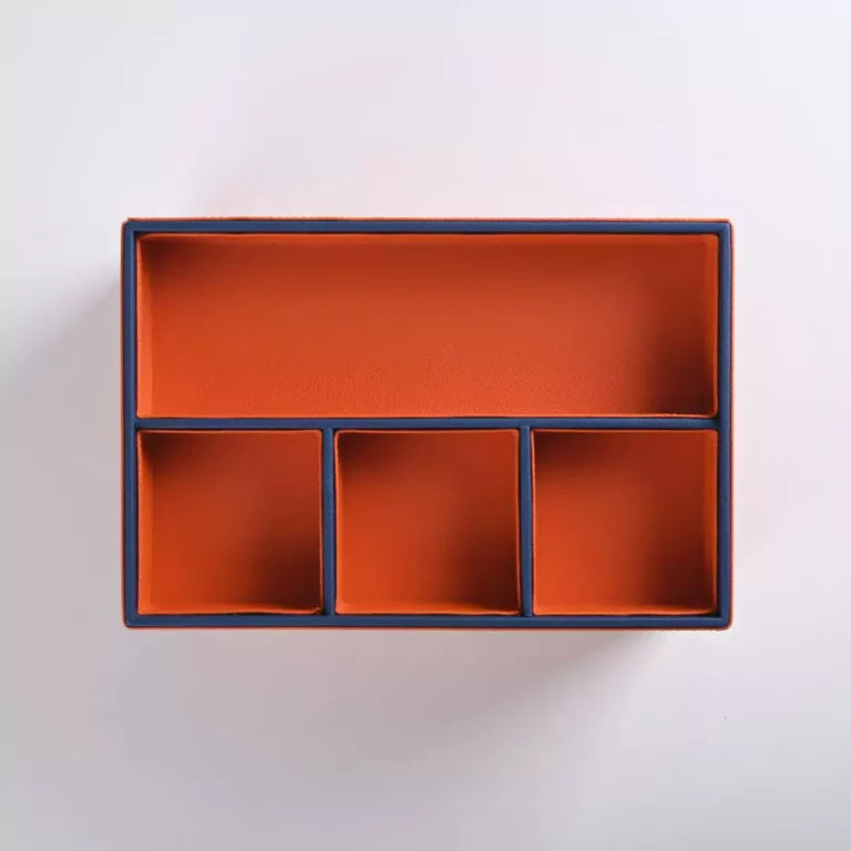 Orange Faux Leather Slot of 4 Stack Tray
