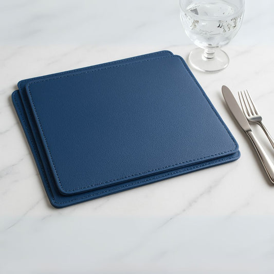 Blue Faux Leather Table Placemat