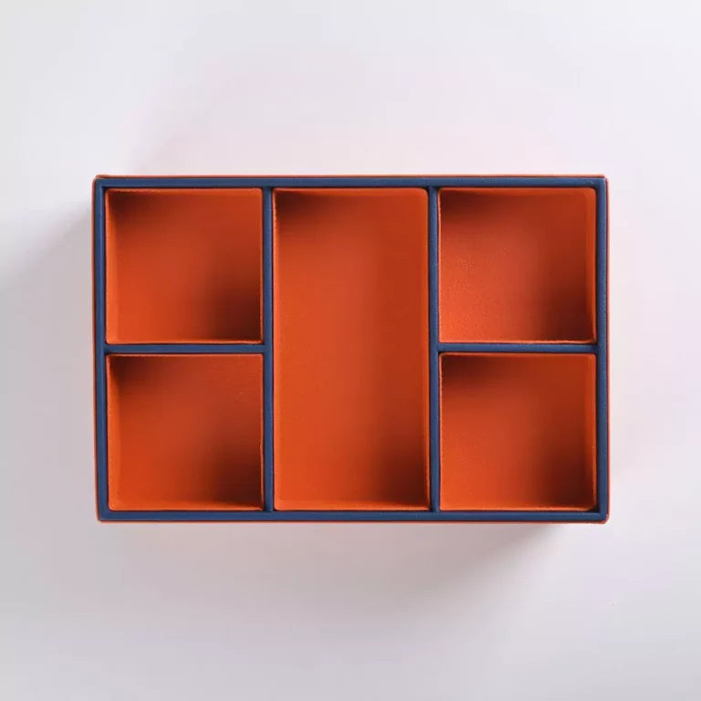 Orange Faux Leather Slot of 5 Stack Tray