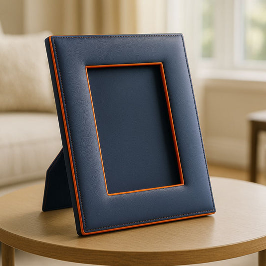 Blue Faux Leather Photo Frame