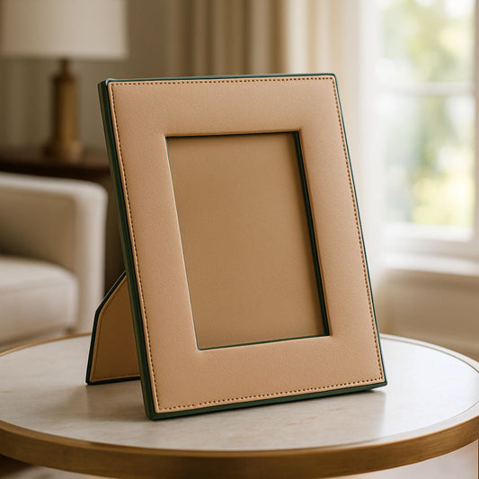 Beige Faux Leather Photo Frame