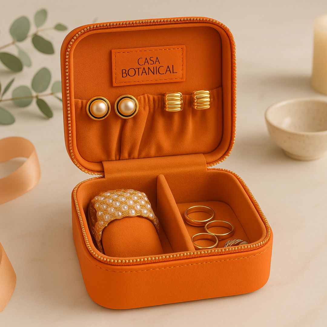 Orange Faux Leather Watch / Jewellery Box
