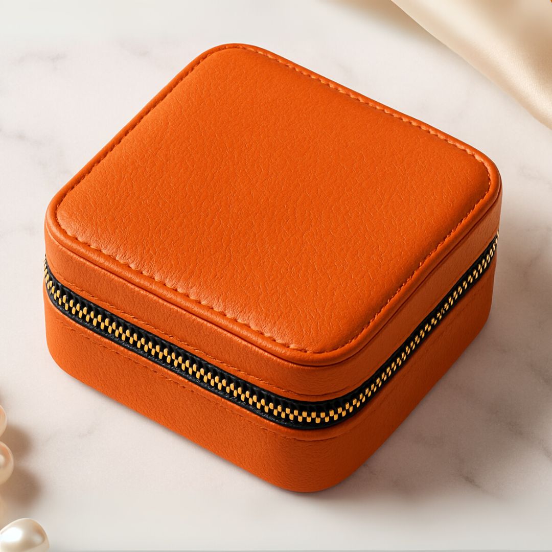 Orange Faux Leather Watch / Jewellery Box