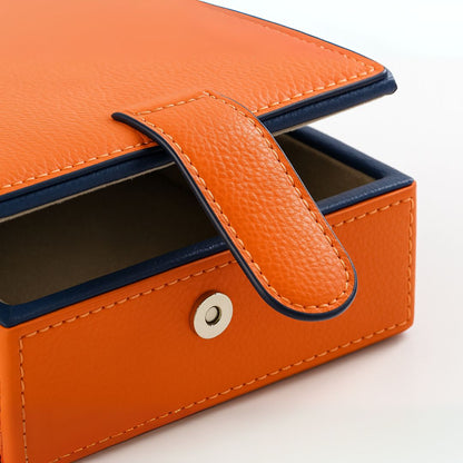 Orange Faux Leather Small Storage Box with Magnetic Lock