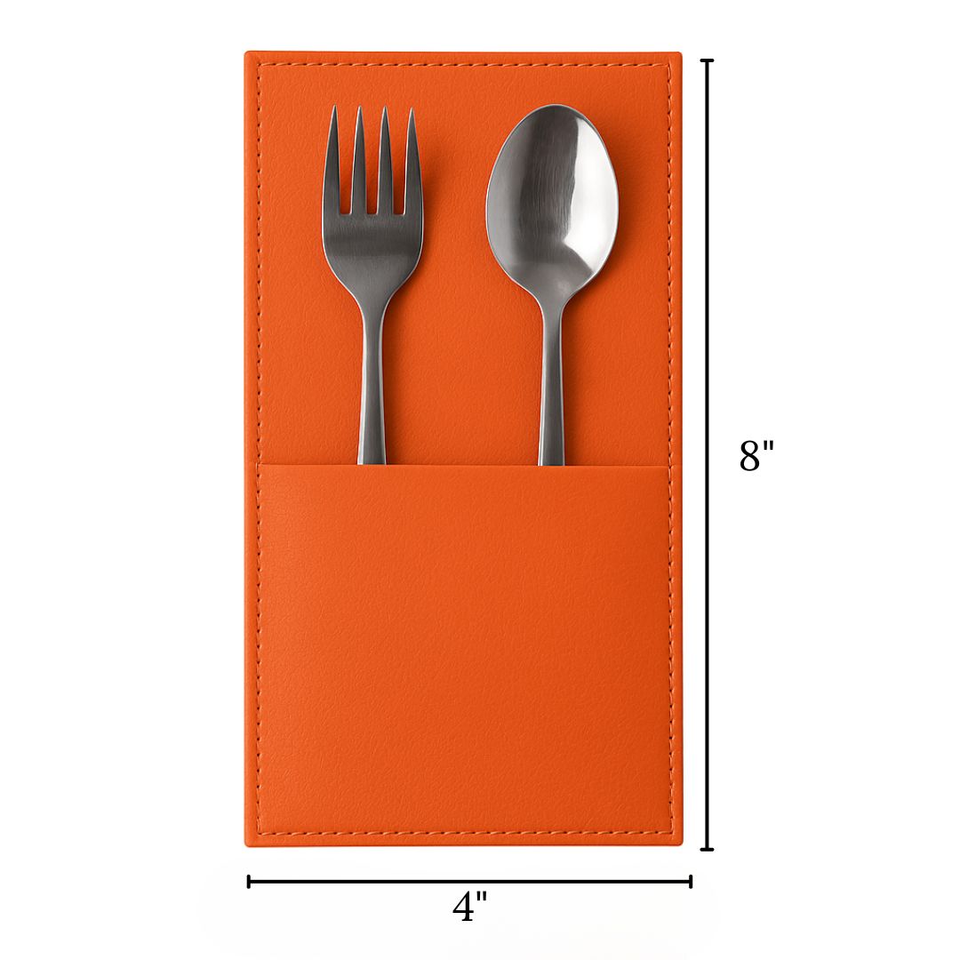 Orange Faux Leather Cutlery Holders