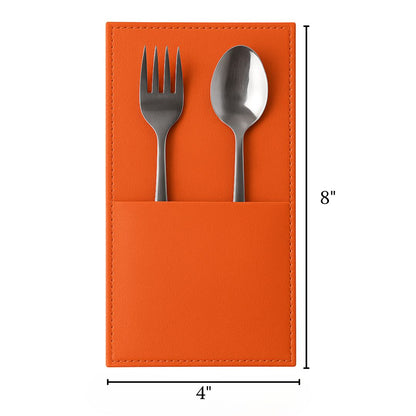 Orange Faux Leather Cutlery Holders