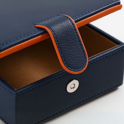Blue Faux Leather Small Storage Box with Magnetic Lock