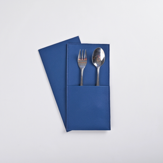 Blue Faux Leather Cutlery Holders