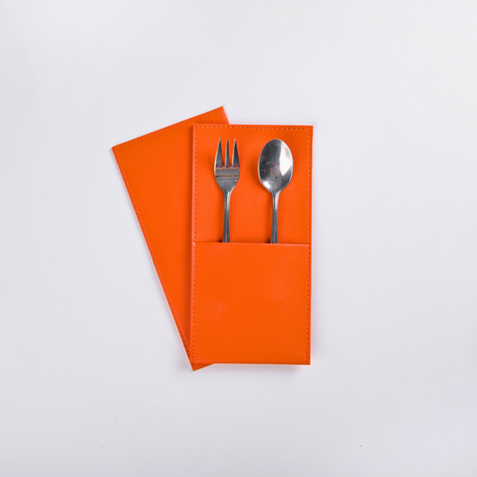Orange Faux Leather Cutlery Holders