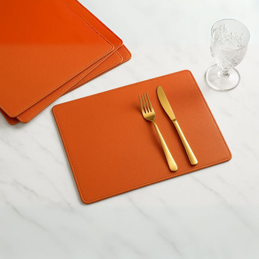 Orange Faux Leather Table Placemat