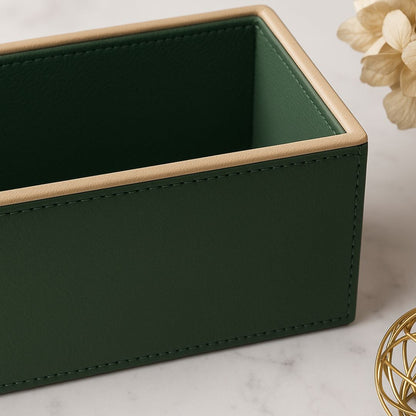 Green Faux Leather Rectangular Flower Vase