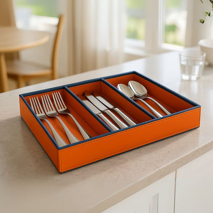 Orange Faux Leather Slot of 3 Stack Tray