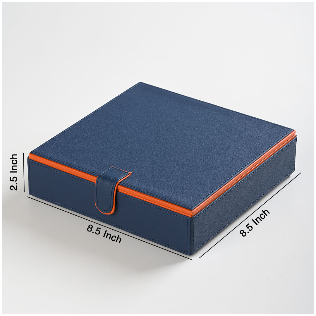 Blue Buy faux leather storage box online 8.5x8.5x2