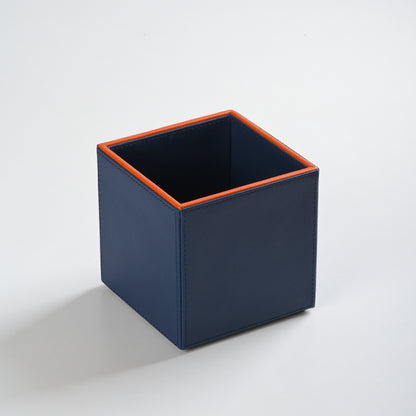 Blue Faux Leather Small Vertical Flower Vase