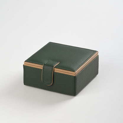 Green Faux Leather Small Storage Box with Magnetic Lock