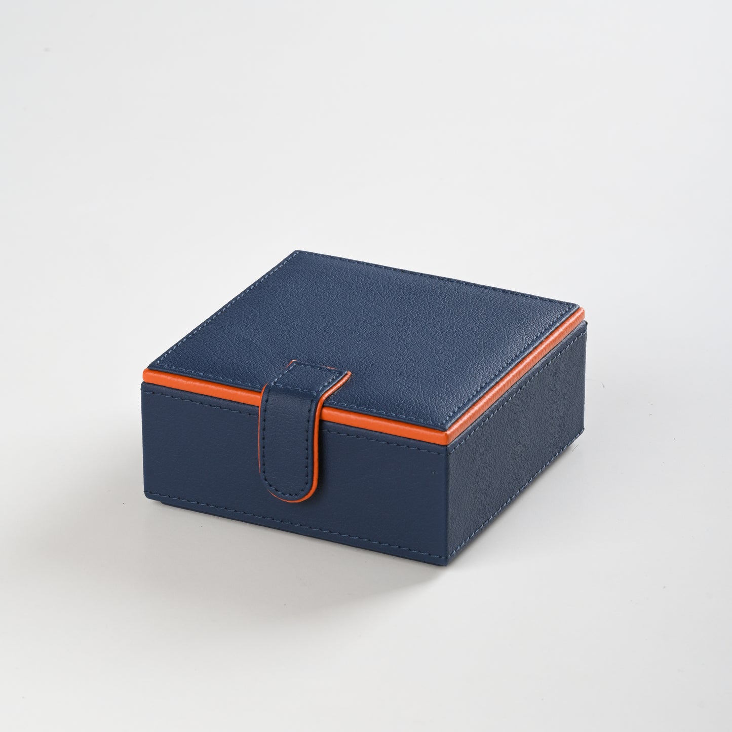 Blue Faux Leather Small Storage Box with Magnetic Lock